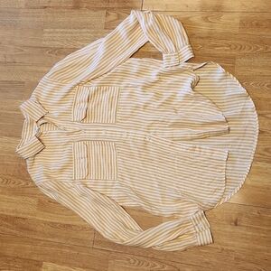 Beachlunchlounge mustard/white stripe button front shirt sz XS